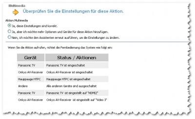 Das sind die Einstellungen von der Aktion &quot;Multimedia&quot;